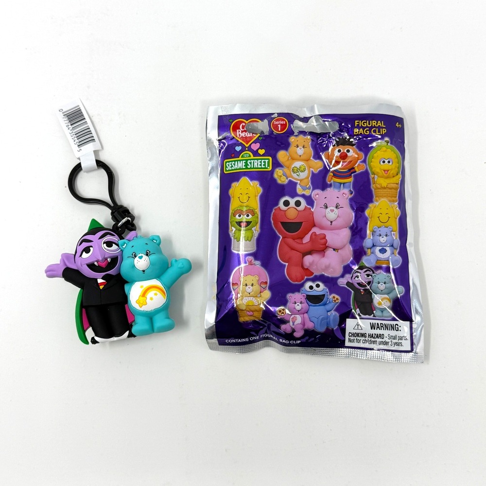 Care Bears x Sesame Street The Count Wish Bear Bag Clip Series 1 Monogram